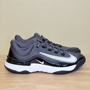 Nike Alpha Huarache Elite 4 Turf Baseball Shoes Black Grey DJ6523-011 Men's 8
